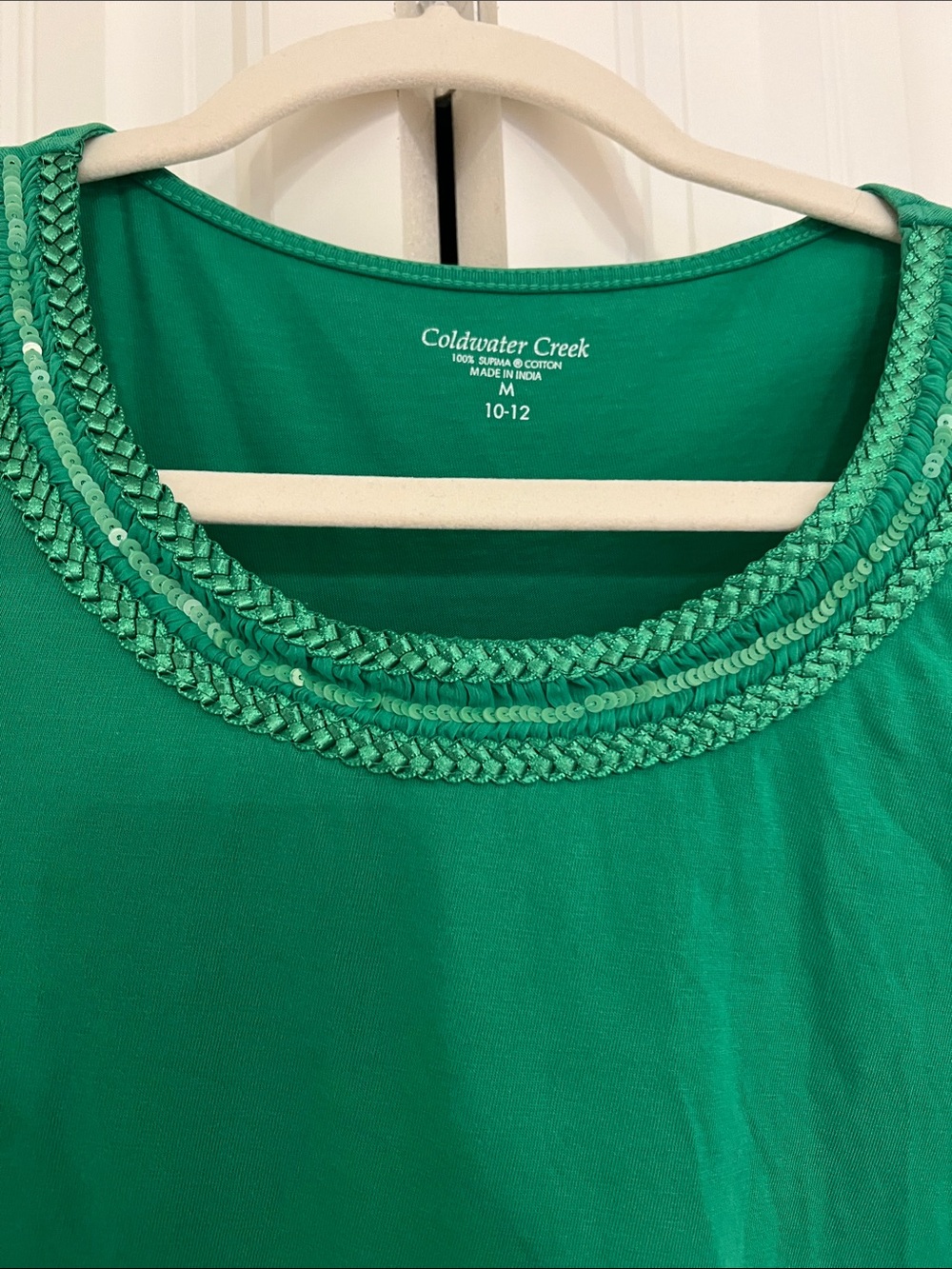Coldwater Creek Emerald Green Scoop-Neck Embellished Top - Picture 5 of 6